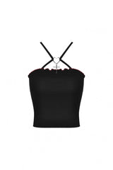 Black Cross Lace-Up Bat Wings Backless Women's Punk Rock Crop Top - Product - 3