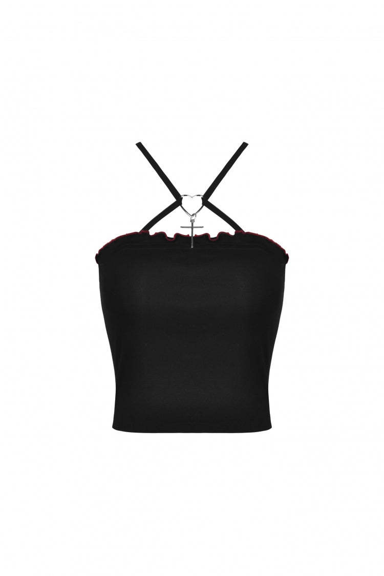 Black Cross Lace-Up Bat Wings Backless Women's Punk Rock Crop Top - Product - 3