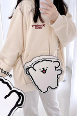 White/Black Line Puppy Print Sweet Lolita Bag - Product - 2