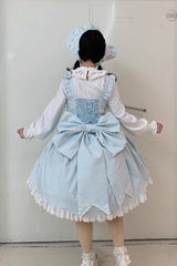 [Grisha] Sleeveless Triple-Layered Ruffle Cardigan Bowknot Lace Sweet Plus Size Lolita Jsk Dress 3 Colors - Product - 15