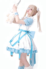 White/Blue [Treatment Room] Short Sleeves Ruffle Embroidery Jirai Kei Dress Set - Product - 4