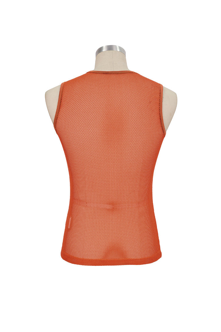 Orange Elasticity Perspective Rhombus Net Yarn Sleeveless Men's Gothic T-Shirt - Product - 8