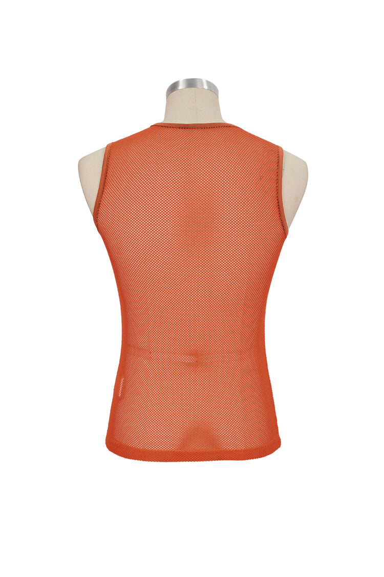 Orange Elasticity Perspective Rhombus Net Yarn Sleeveless Men's Gothic T-Shirt - Product - 8