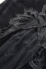 Black Velour Lace Spliced Women's Gothic Mermaid Maxi Skirt - Product - 15