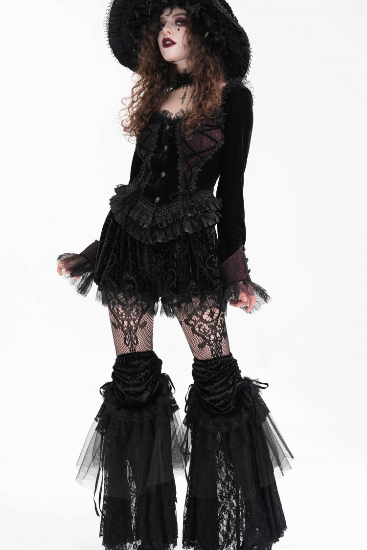 Black Lace Mesh Women's Gothic Shorts - Product - 3