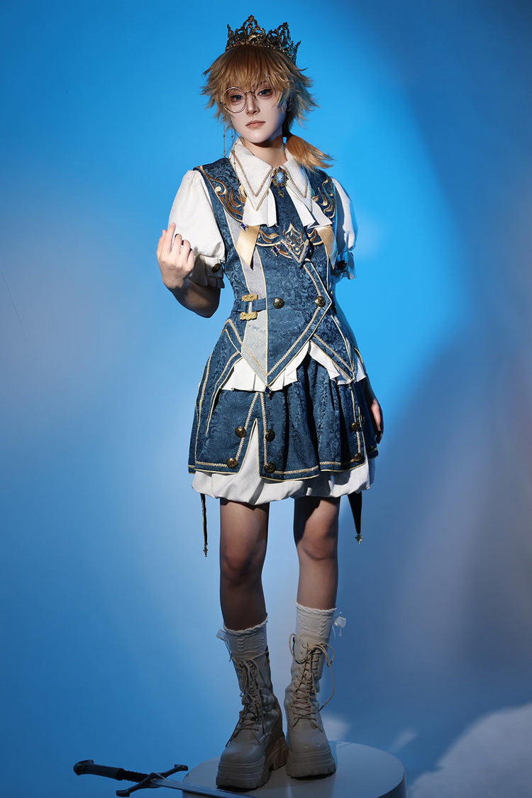 Blue [Contract Magic] Medieval Embroidery Classic Prince Handsome Ouji Lolita Coat - Product - 10