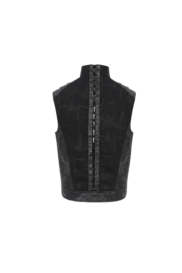 Black Chest Metal Willow Studded Sleeveless Men's Punk Vest - Product - 9