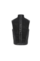 Black Chest Metal Willow Studded Sleeveless Men's Punk Vest - Product - 9