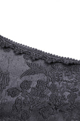Black Square Collar Long Hime Sleeves Embroidered Lace Spliced Women's Gothic Maxi Wedding Dress - Product - 13