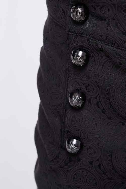 Black Gothic Wedding High Waist Slim Fit Jacquard Western Style Mens Pants - Product - 8