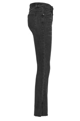 Black Tight Elastic Distressed Denim Asymmetrical Placket Medium Waist Women's Punk Flared Pants - Product - 7