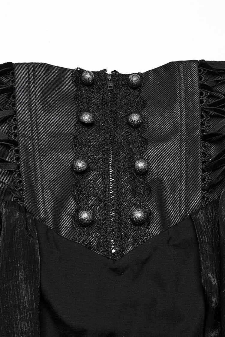 Black Ruffle Lace Women's Gothic Corset Skirt - Product - 5