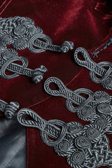 Red Embroidery Swallowtail Hem Mens Gothic Victorian Coat - Product - 10