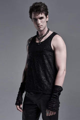 Black Ripped Men's Gothic Long Gloves - Product - 4