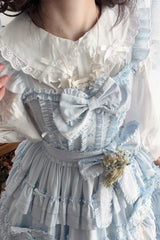 Blue [Heart In Love] Multi-Layered Ruffled Bow Sweet Lolita Jsk Dress - Product - 8