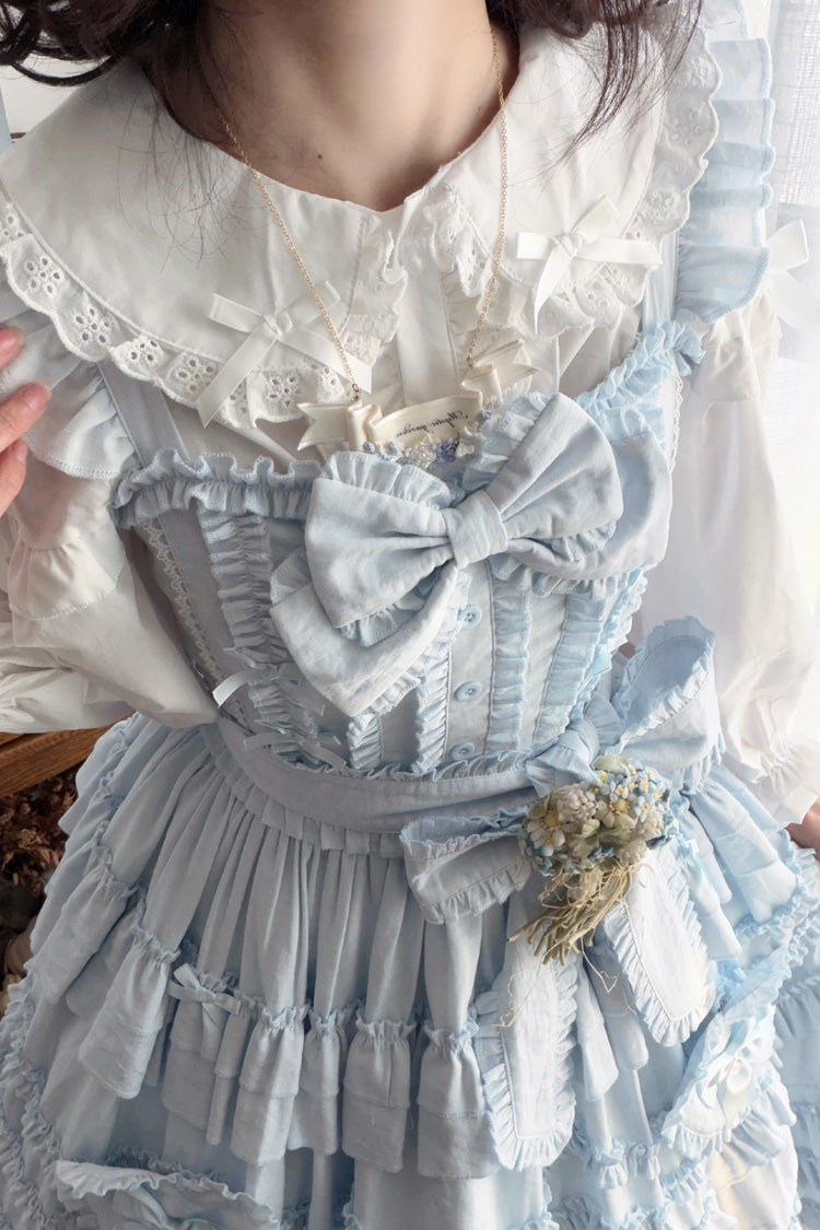 Blue [Heart In Love] Multi-Layered Ruffled Bow Sweet Lolita Jsk Dress - Product - 8