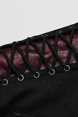 Black/Red Stand Collar Stitching Slim Men's Punk Vest - Product - 9