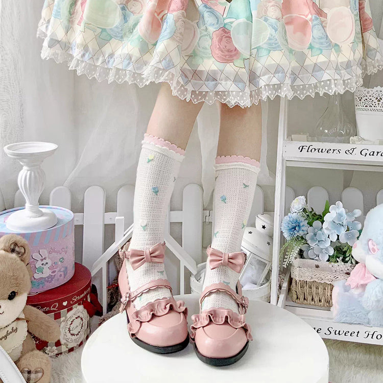 Sweet Ruffle Bowknot Japanese Lolita Shoes 15 Colors - Product - 25