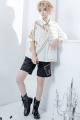 Black Handsome Little Prince Print Loose Ouji Lolita Shorts - Product - 6