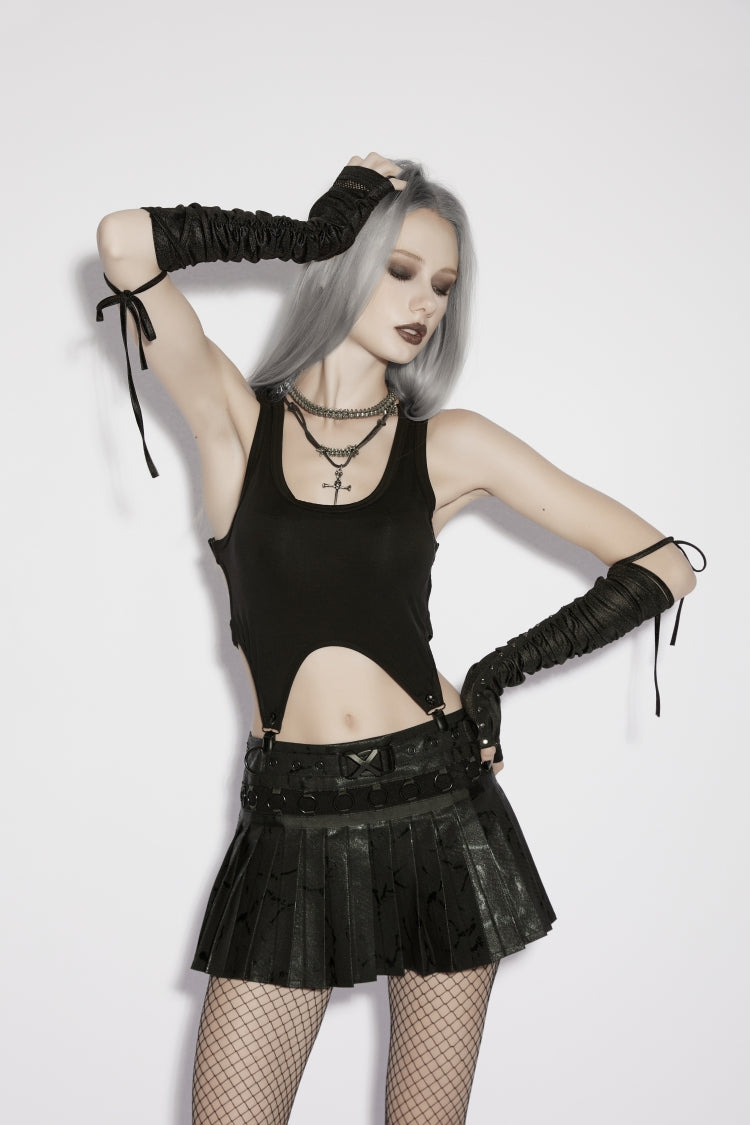Black Cut-Out Slim Irregular Women's Gothic Handsome Vest - Product - 1