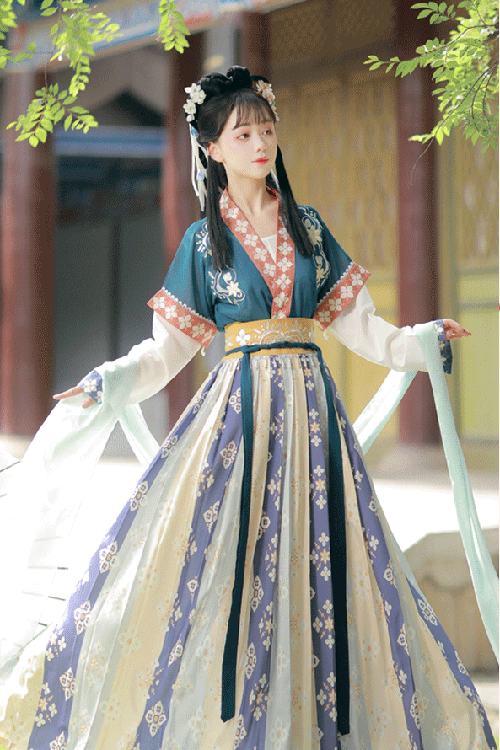 Ancient Tang Dynasty Embroidery Printing Sweet Hanfu Dress - Product - 9
