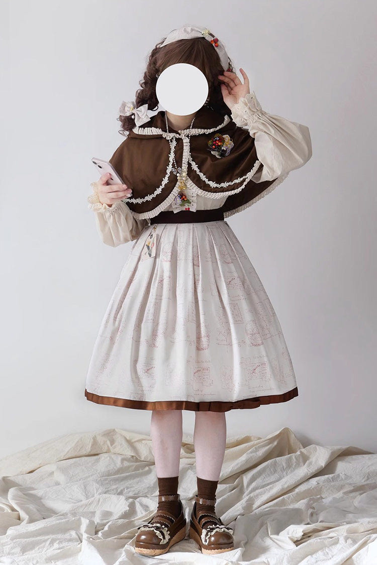 Forest Illustrated Book Watercolor Picture Book Print Sweet Elegant Lolita Skirt 3 Colors - Product - 16