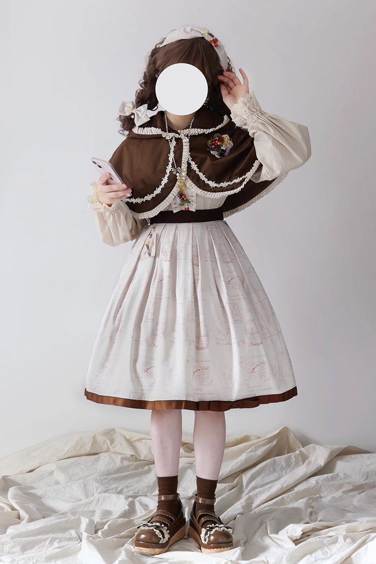 Forest Illustrated Book Watercolor Picture Book Print Sweet Elegant Lolita Skirt 3 Colors - Product - 16