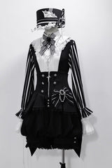Black Wonderful Trick Stripe Print Lace Ouji Fashion Elegant Lolita Shorts - Product - 3