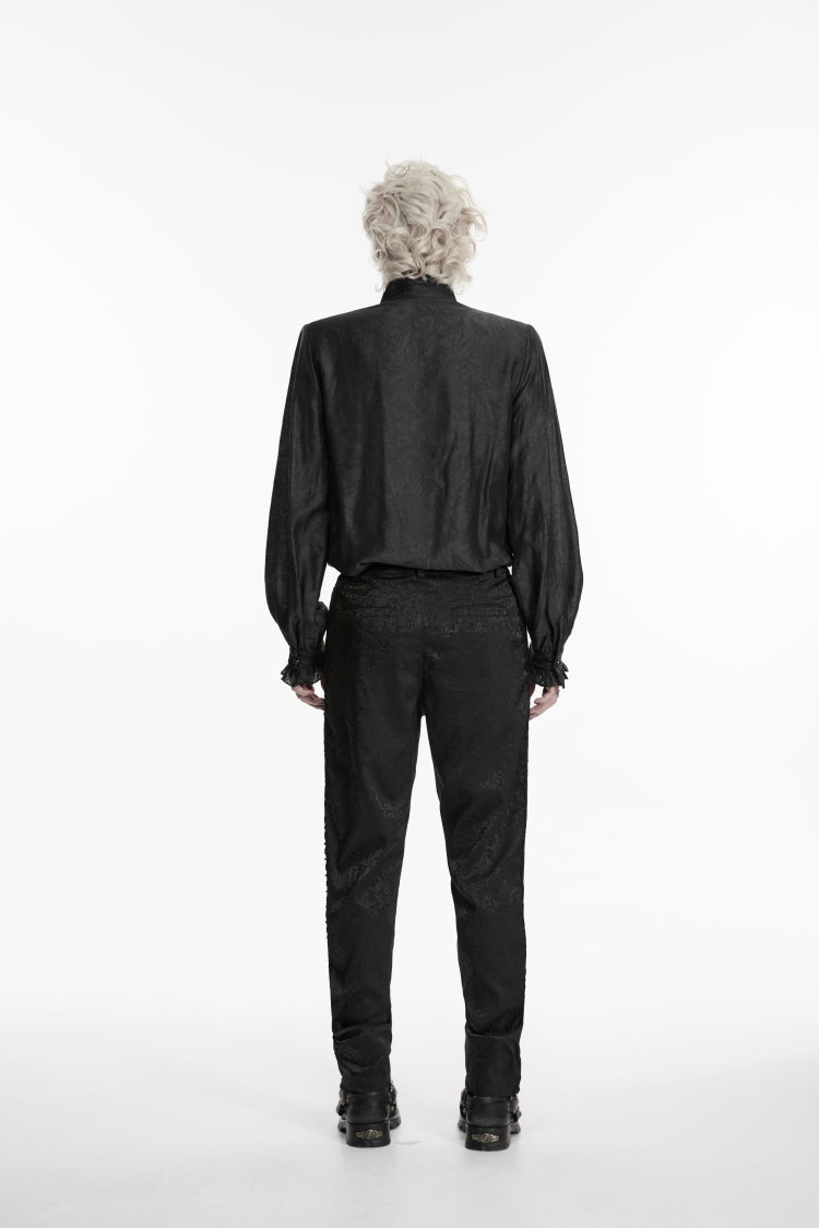 Black Jacquard Slim Men's Gothic Gorgeous Handsome Pants - Product - 10