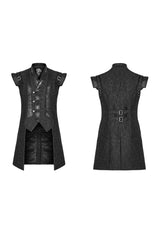 Black Stand Collar Sleeveless Buckle Men's Punk Vest - Product - 5