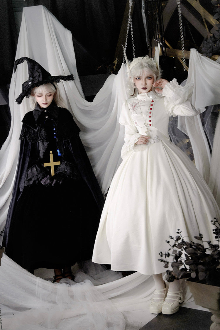 [Night Poems] Embroidery Fishbone Gothic Lolita Corset Dress 2 Colors - Product - 10