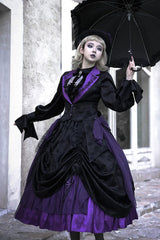 Black/Purple [Moonlit Return] Printed Boned Gothic Elegant Lolita Skirt - Black/Purple(Skirt-Only) - 1