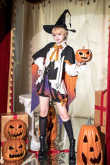 Black/Brown [Little Devil] Stand Collar Long Sleeves Gradient Print Ruffle Bowknot Gothic Prince Ouji Lolita Set - Product - 4