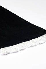 Long Trumpet Sleeves Stitching Lace Irregular Asymmetric Women's Gothic Dress 2 Colors - Product - 14