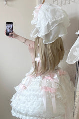 Love Song Multi-Layered Ruffle Hanayome Bowknot Lace Sweet Princess Lolita Jsk Dress 3 Colors - Product - 7