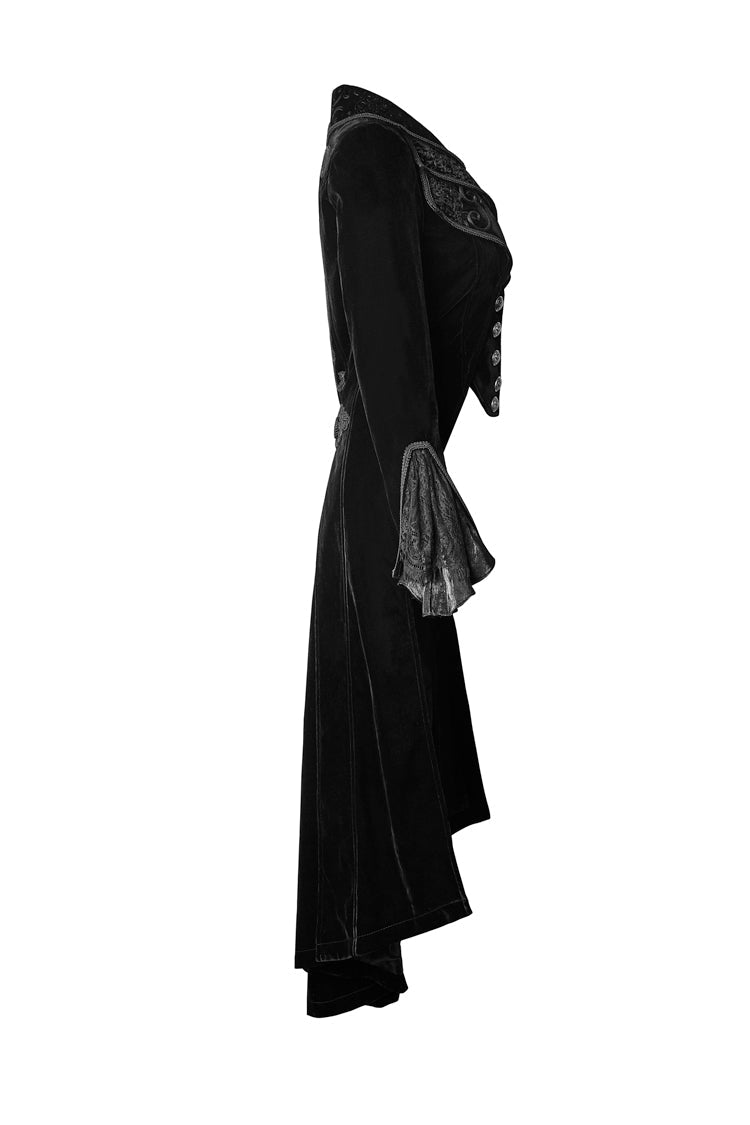Black Layered Collar Back Large Wave Womens Gothic Victorian Dress Coat - Product - 6