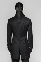 Black Fake Two-Pieces Metal Button Long Sleeves Jacquard Print Mens Gothic Coat - Product - 3