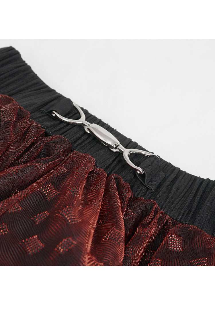 Red Bright Mesh Metal Buckle Decoration Playful And Cute Tutu Short Women's Punk Skirt - Product - 11