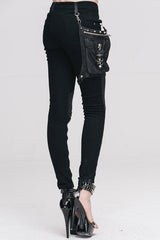 Black Punk Skinny With Leg Bag Womens Pants - Product - 5