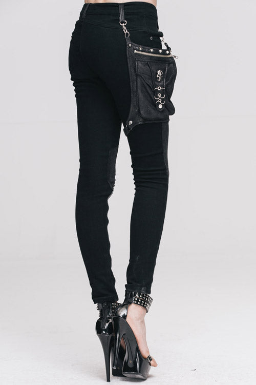 Black Punk Skinny With Leg Bag Womens Pants - Product - 5