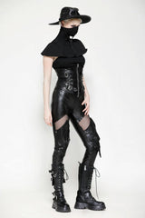 Black Lace-Up Metal Buckled Zippered Women's Punk Underbust Corset - Product - 6