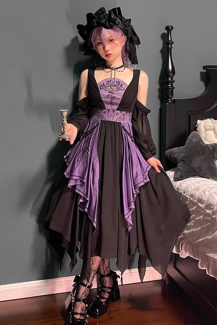 Black/Purple Print Styx Ferry Witch Gothic Lolita Dress - Black/Purple - 1
