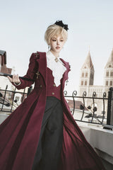 Dark Red [The Legend of Dracula] Long Sleeves Gothic Prince Handsome Cool Ouji Lolita Coat - Product - 6