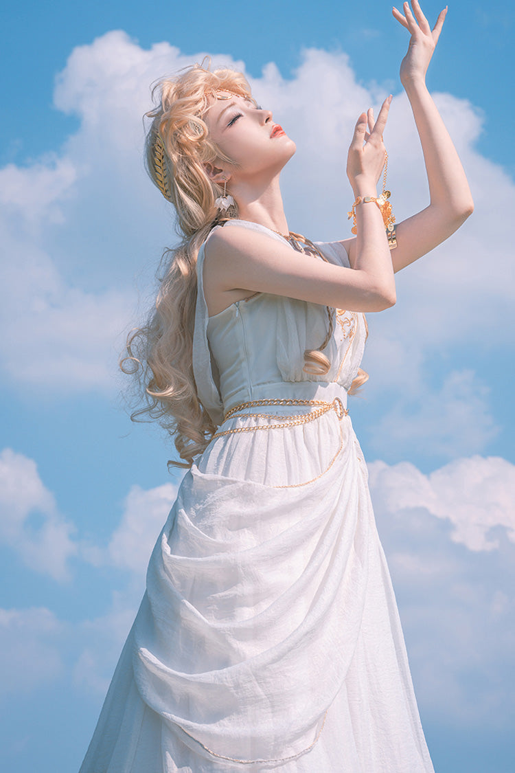 White [Ragnarok] Sleeveless Embroidery Sweet Elegant Lolita Jsk Dress - Product - 8