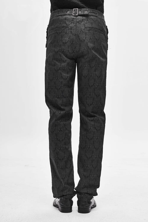 Black Party Up Fancy Patterned Gothic Mens Pants - Product - 4