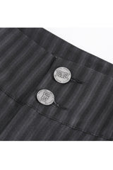 Black High Waisted Lace-Up Striped Men's Gothic Pants - Product - 9