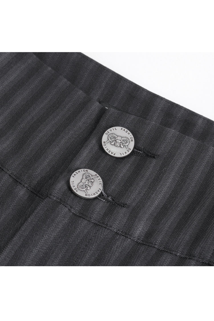 Black High Waisted Lace-Up Striped Men's Gothic Pants - Product - 9