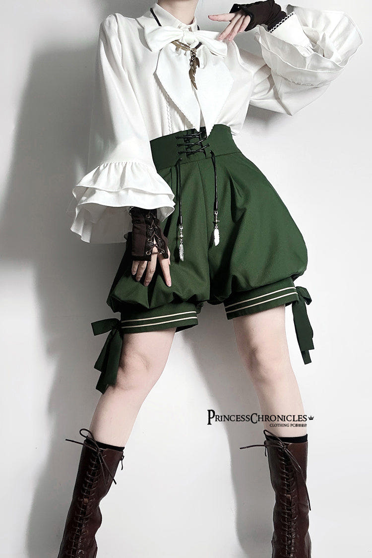 Green [Rabbit Feather] Sweet Prince Handsome Ouji Lolita Shorts - Green - 1
