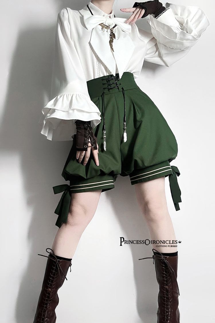 Green [Rabbit Feather] Sweet Prince Handsome Ouji Lolita Shorts - Green - 1