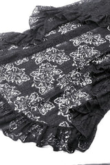 Black Women's Gothic Princess High Waisted Lace Lace-Up Buckled High/Low Tail Hem Maxi Skirt - Product - 14